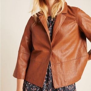 Anthropologie Faux Leather Cropped Jacket M